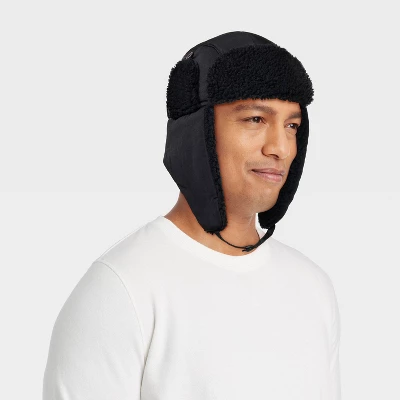 Men's Non-Quilting Faux Shearling Trapper Hat - Goodfellow & Co™ Black 3 Men's Non-Quilting Faux Shearling Trapper Hat - Goodfellow & Co™ Black