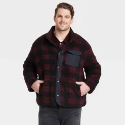Men's High Pile Fleece Faux Fur Jacket - Goodfellow & Co™ Red -Men Clothing Promotion GUEST 041a0765 6940 44eb a4db 94262aa9c81f