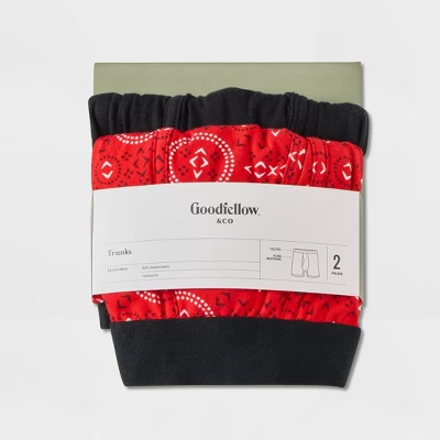 Men's Bandana Trunks 2pk - Goodfellow & Co™ Red 3 Men's Bandana Trunks 2pk - Goodfellow & Co™ Red