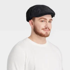 Men's Corduroy Ivy Beret With Ear Flap - Goodfellow & Co™ Black