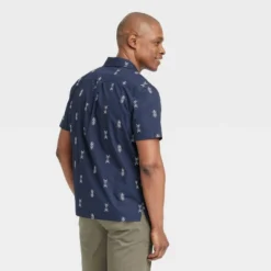 Men's Casual Fit Short Sleeve Embroidery Button-Down Shirt - Goodfellow & Co™