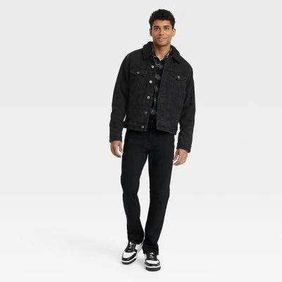 Men's Faux Shearling Lined Denim Trucker Jacket - Goodfellow & Co™ Black 4 Men's Faux Shearling Lined Denim Trucker Jacket - Goodfellow & Co™ Black - Image 2
