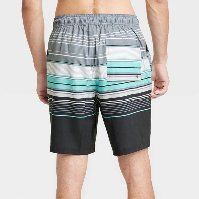 Men's 9" Striped E-Board Swim Shorts - Goodfellow & Co™ Charcoal Gray 3 Men's 9" Striped E-Board Swim Shorts - Goodfellow & Co™ Charcoal Gray