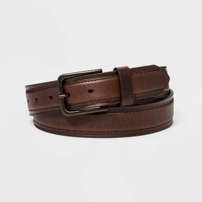 Men's Leather Strap With Heat Crease & Edge Stitch Belt - Goodfellow & Co™ Brown 7 Men's Leather Strap With Heat Crease & Edge Stitch Belt - Goodfellow & Co™ Brown - Image 5