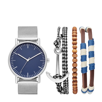 Men's Nautical Mesh Strap Watch Set - Goodfellow & Co™ Blue/Brown 3 Men's Nautical Mesh Strap Watch Set - Goodfellow & Co™ Blue/Brown