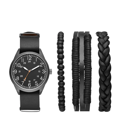 Men's Easy Read Field Strap Watch Set - Goodfellow & Co™ Black 3 Men's Easy Read Field Strap Watch Set - Goodfellow & Co™ Black