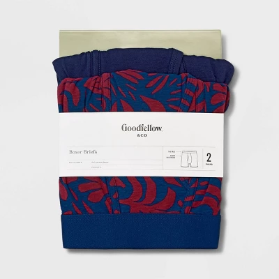 Men's Floral Print Boxer Briefs 2pk - Goodfellow & Co™ Blue/Red 3 Men's Floral Print Boxer Briefs 2pk - Goodfellow & Co™ Blue/Red