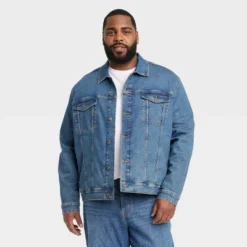 Men's Midwash Denim Trucker Jacket - Goodfellow & Co™ Blue -Men Clothing Promotion GUEST 8cc4c0e6 bc1a 4ec3 9316 c2caa4df5615