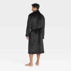 Men's Regular Fit Plush Robe - Goodfellow & Co™ Black S/M