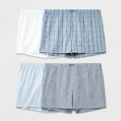 Men's Big & Tall Woven Boxers 4pk - Goodfellow & Co™ Blue 4 Men's Big & Tall Woven Boxers 4pk - Goodfellow & Co™ Blue - Image 2
