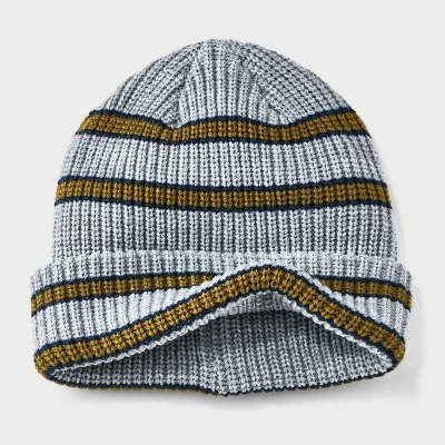 Men's Retro Striped Beanie - Goodfellow & Co™ Gray 4 Men's Retro Striped Beanie - Goodfellow & Co™ Gray - Image 2