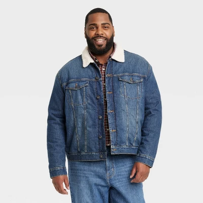 Men's Faux Shearling Lined Denim Trucker Jacket - Goodfellow & Co™ Blue 6 Men's Faux Shearling Lined Denim Trucker Jacket - Goodfellow & Co™ Blue - Image 4