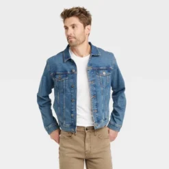 Men's Midwash Denim Trucker Jacket - Goodfellow & Co™ Blue -Men Clothing Promotion GUEST bf6f20a0 8b74 4bf2 8979 b3ce985f0bf7