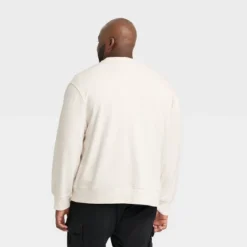 Men's V-Neck French Terry Cardigan - Goodfellow & Co™ Ivory