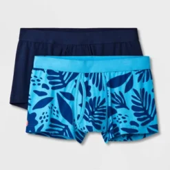 Men's Floral Leaf Print Trunks 2pk - Goodfellow & Co™ Blue/Orange -Men Clothing Promotion GUEST ebb213f7 1f5a 4d09 9e22 8e7bba0d8e32
