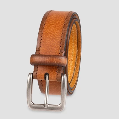 Men's Leather Belt With Stitch - Goodfellow & Co™ Tan 3 Men's Leather Belt With Stitch - Goodfellow & Co™ Tan