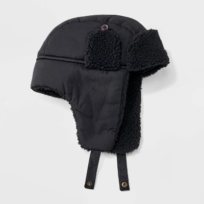 Men's Non-Quilting Faux Shearling Trapper Hat - Goodfellow & Co™ Black 4 Men's Non-Quilting Faux Shearling Trapper Hat - Goodfellow & Co™ Black - Image 2